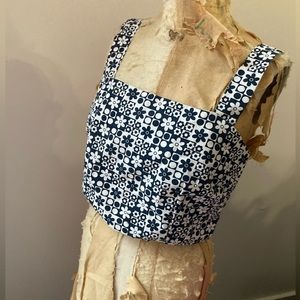 Mod Floral Print Canvas Cropped Tank- Size L